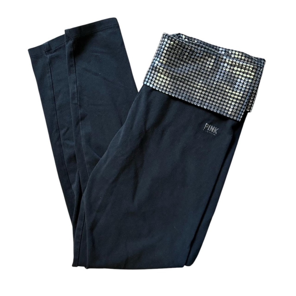 PINK Victoria's Secret Black Sequin Waistband Pants